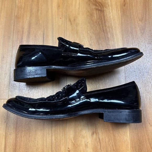 Vero Cuoio Made in Italy Men’s Shoes Glossy Black with Gold Emblem Size 40 - Picture 5 of 8